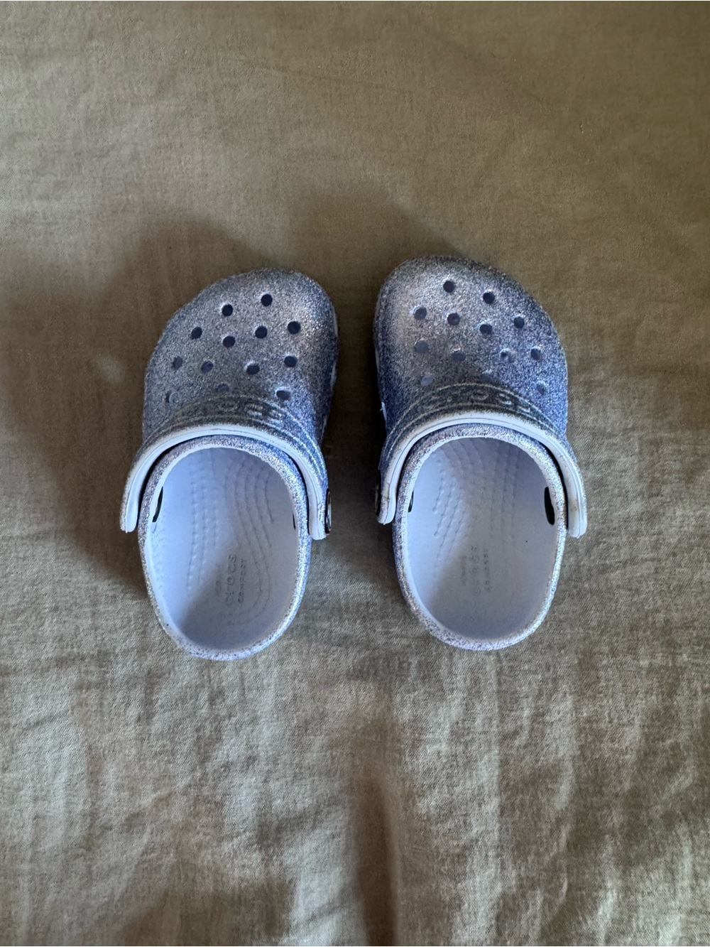 CROCS Kids' Silver Glitter Classic Clog
